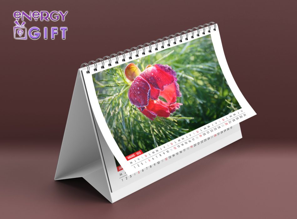 calendar de birou personalizat cu imagini de produs EnergyGift, 12 file A5