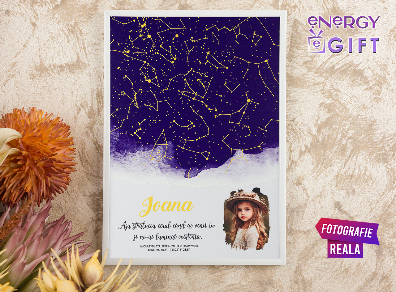 tablou personalizat romantic cu harta stelelor