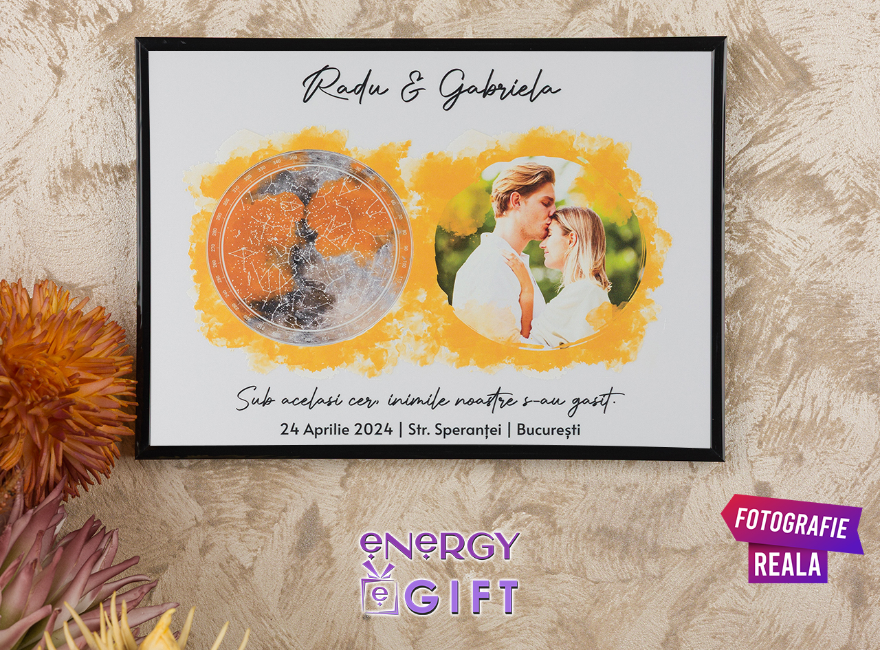 cadou romantic personalizat cu harta cerului