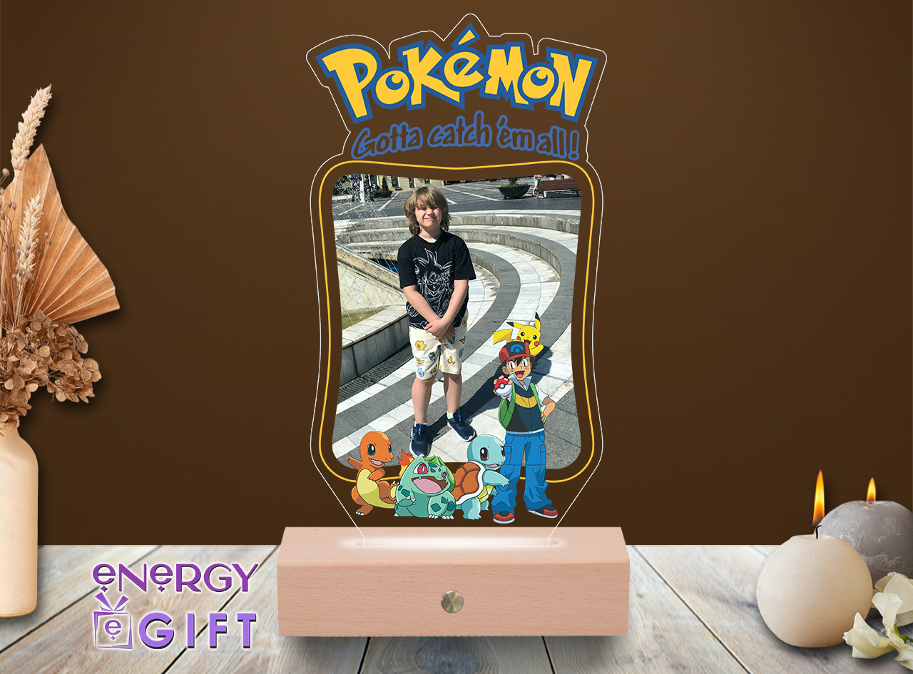 lampă LED 3D Pokémon cu nume personalizat
