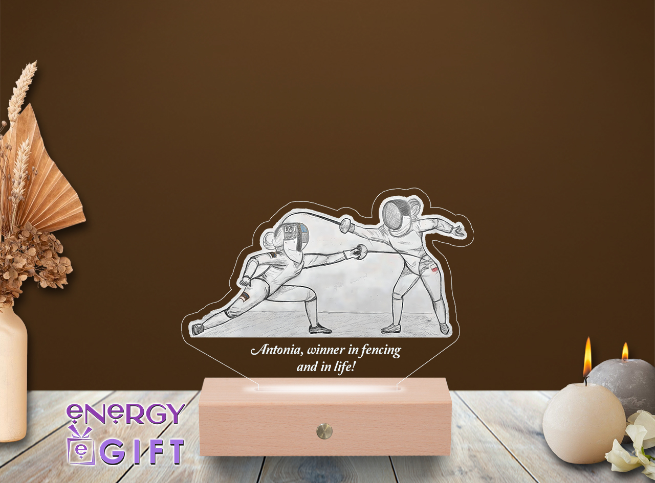 lampă LED personalizată scrimă cu nume