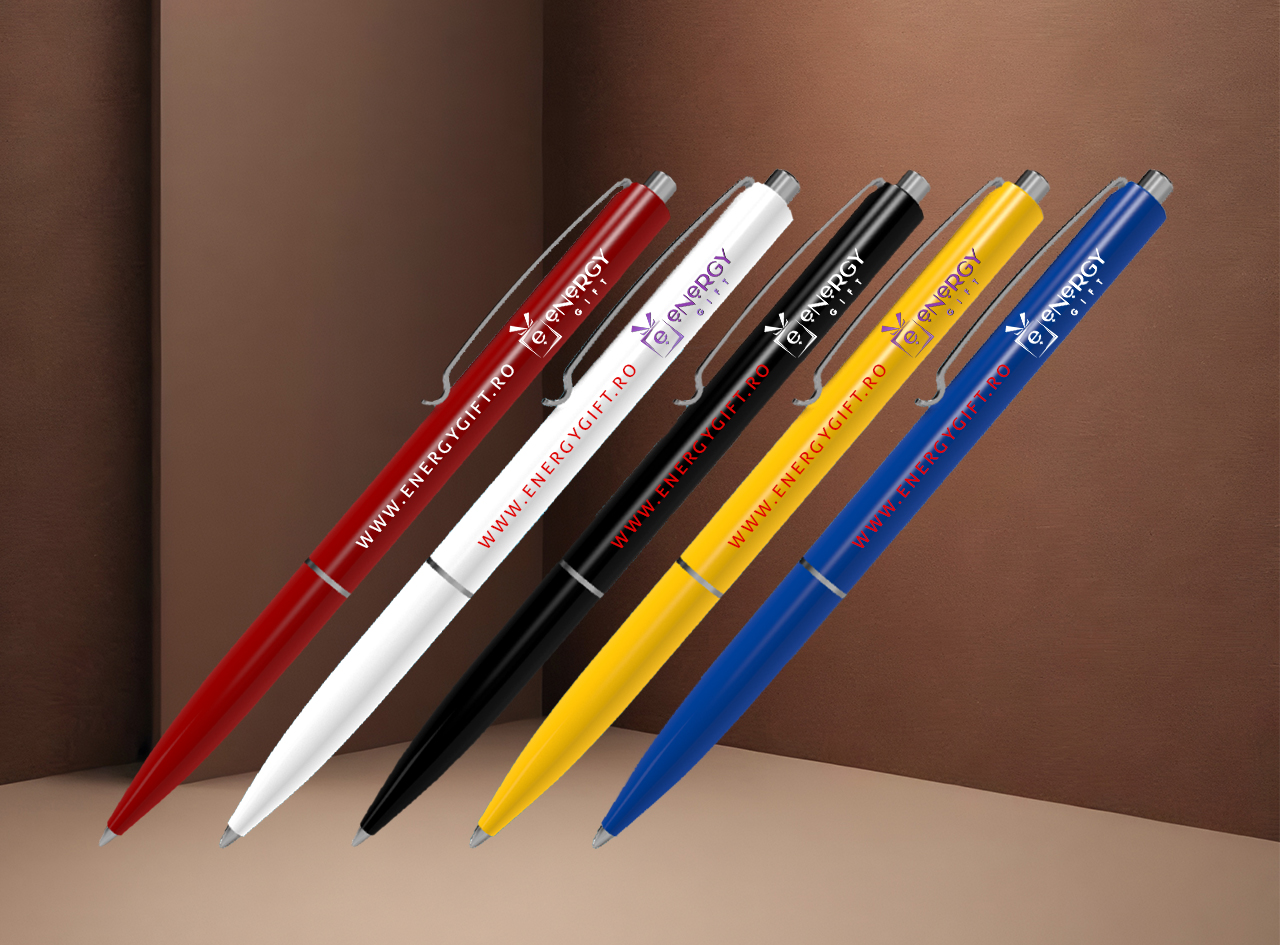 Pixuri personalizate cu logo EnergyGift – modele colorate pentru promovare corporate