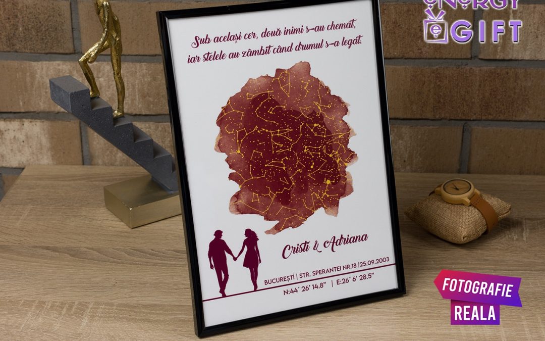 Tabloul Harta Stelelor Personalizat – cerul care a fost martor iubirii tale