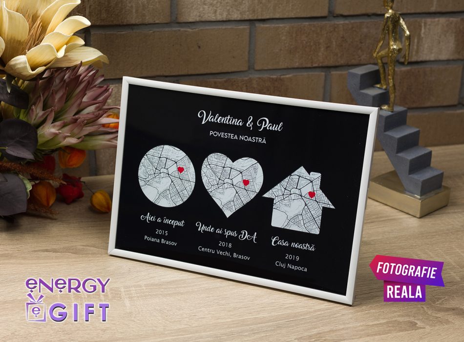 Tablou personalizat cu harta stelelor pentru prima întâlnire