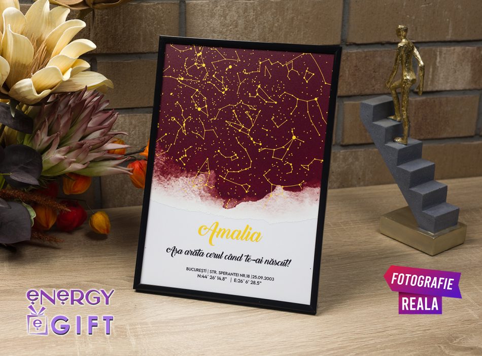 tablou personalizat harta stelelor prima noapte