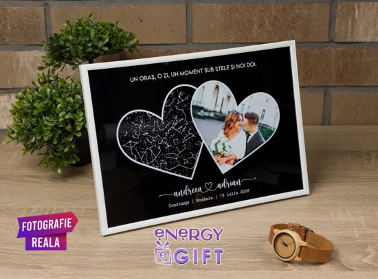 Tablou Sky Map personalizat cu cerul din ziua nunții, print UV pe PVC lucios