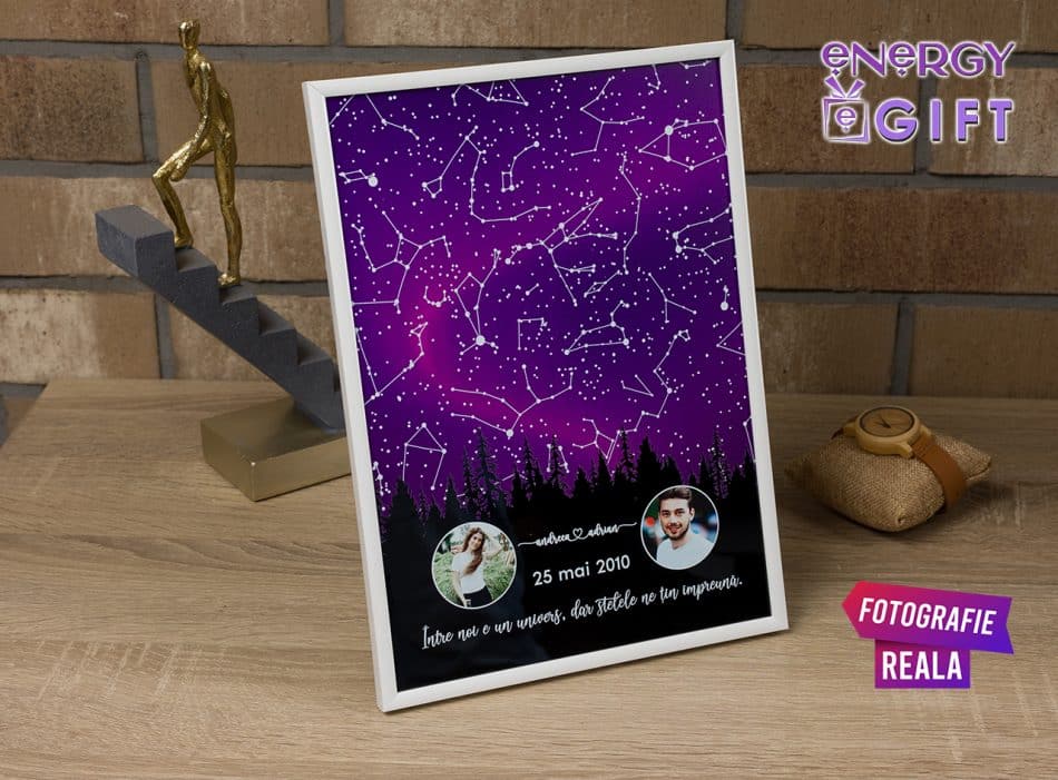 Tablou Sky Map cu Dedicatie – Povestea Scrisă în Stele
