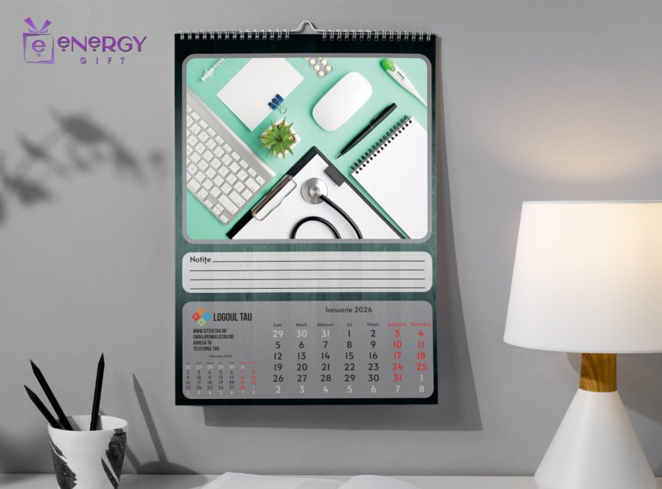 calendar de perete personalizat corporate EnergyGift, 12 file A3