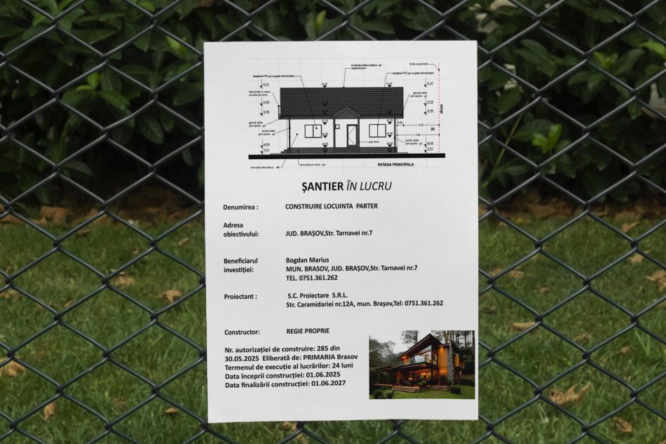 Banner 60x90 cm panou de șantier personalizat – print UV pe material PVC premium