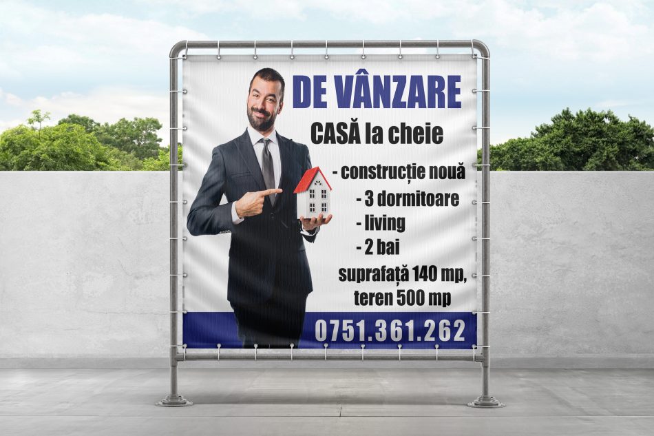 Banner 90x100 cm de vânzare personalizat – print UV pe PVC european