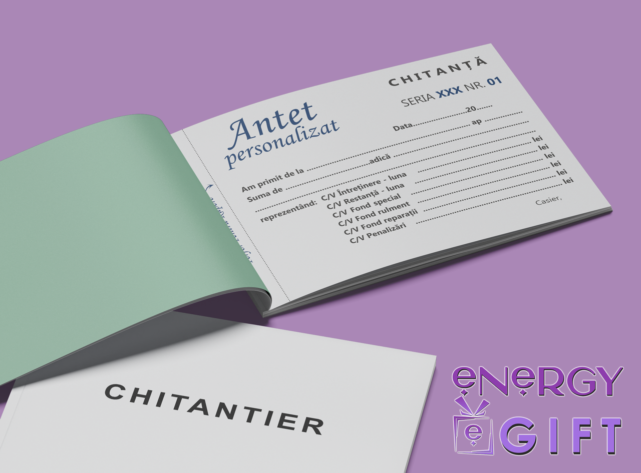 Chitanțier cu fond de rulment personalizat autocopiativ in 2 exemplare