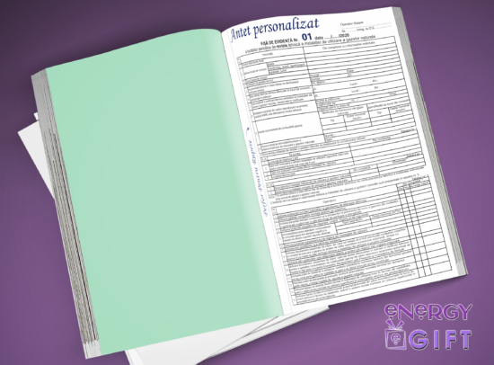 Tipizat revizie gaz personalizat A4 în 3 exemplare, cu logo, date firmă, numerotare și inseriere