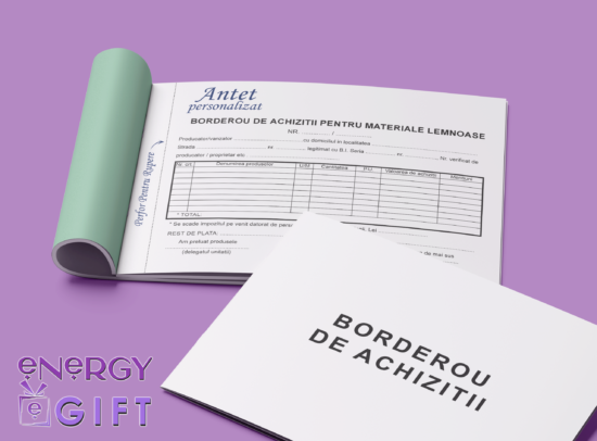 Tipizat borderou de achiziții personalizat pentru firme, cu logo și date companie