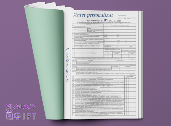 Fișă de evidență lucrări periodice de verificare gaz A4 în 3 exemplare pentru firme autorizate GAZ