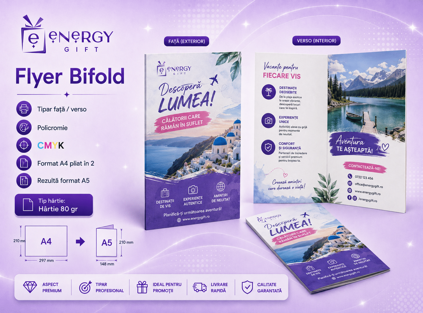 Printare Flyere A4 Bifold Color Față / Verso – Hârtie 80 gr