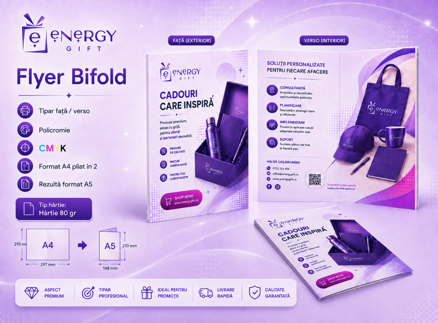 Flyere A4 Bifold Color Față / Verso Personalizate