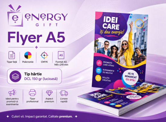 Printare Flyere A5 Color Față – Hârtie Lucioasă 150 gr