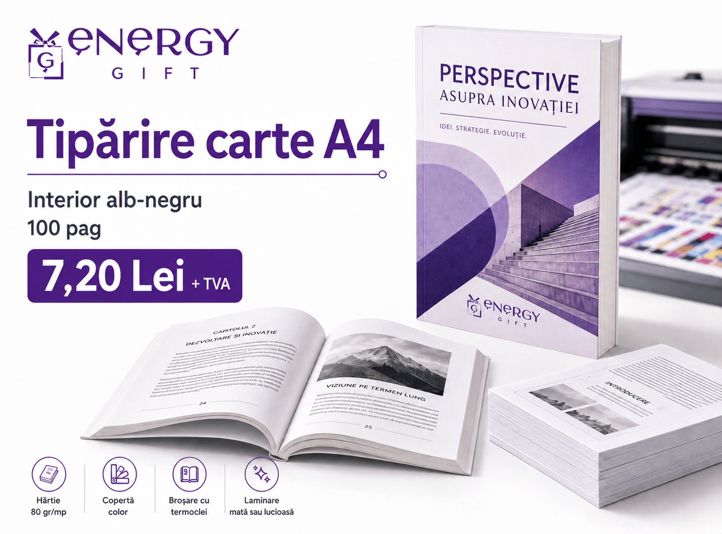 Tipar Carte A4 alb negru tiraj mediu