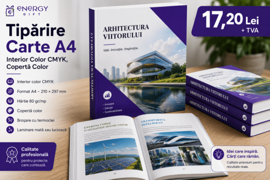 Tipărire Carte A4 – Interior Color CMYK, Copertă Color