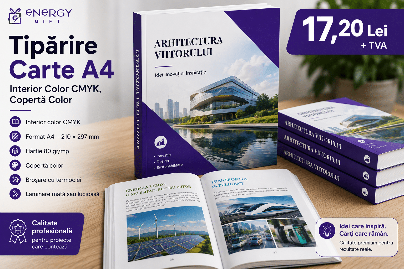 Tipărire Carte A4 – Interior Color CMYK, Copertă Color