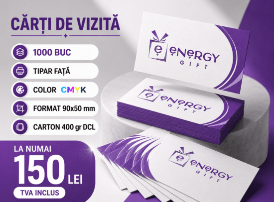Cărți de vizită 50 x 90 mm tipar color carton 400 gr