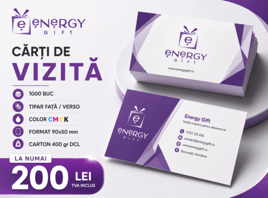 Cărți de vizită 50 x 90 mm tipar color carton 400 gr 1000 buc fata verso